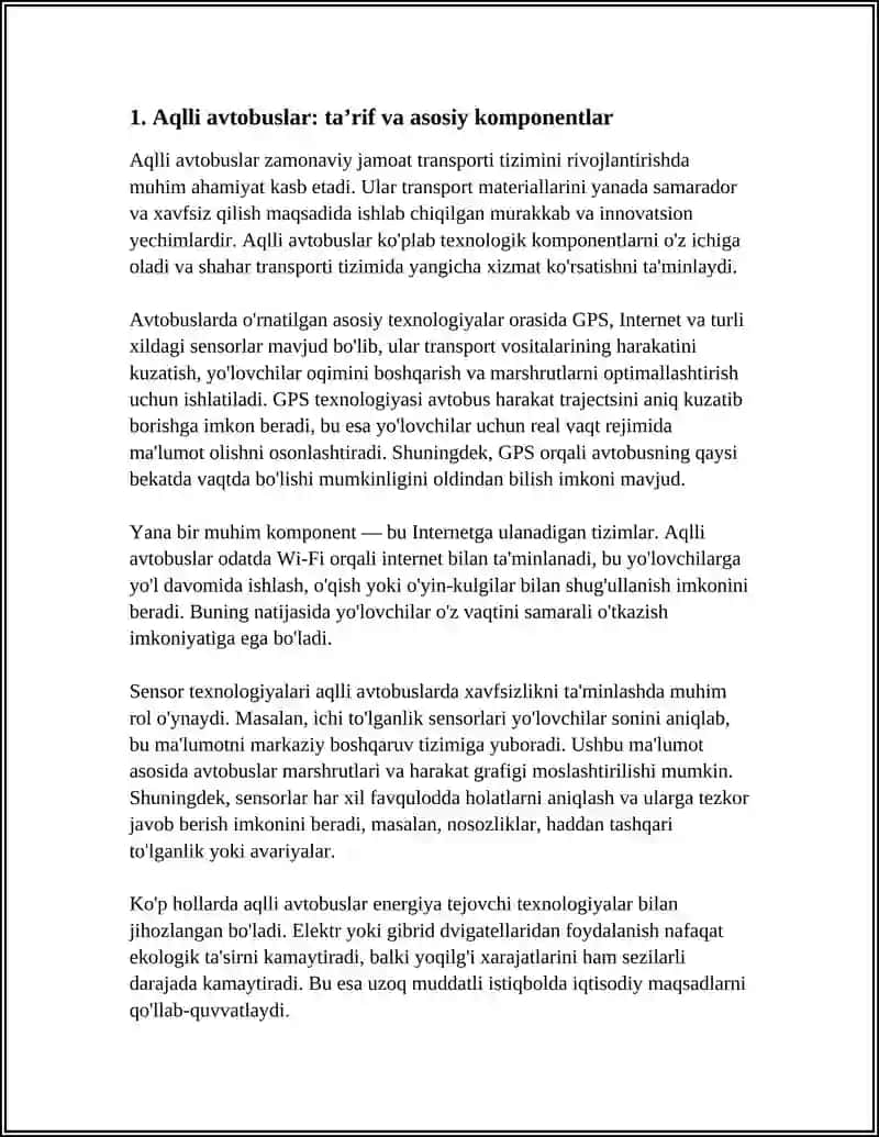 AQLLI AVTOBUSLAR VA ULARNING JAMOAT TRANSPORTIDA QO'LLANILISHI 3