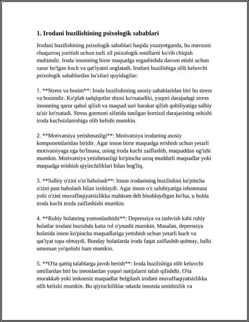 IRODANI BUZILISHI IRODASIZLIK XULQ-ATVORI 3
