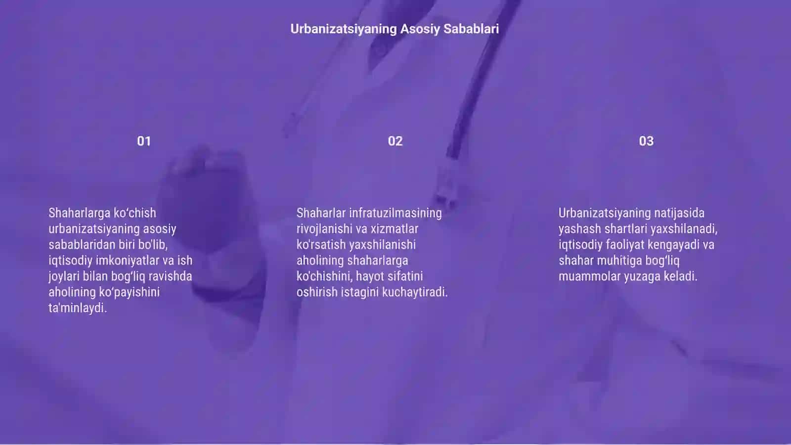 Urbanizatsiya aholining shaharlarga koʻchishi sabab oqibatlari 3