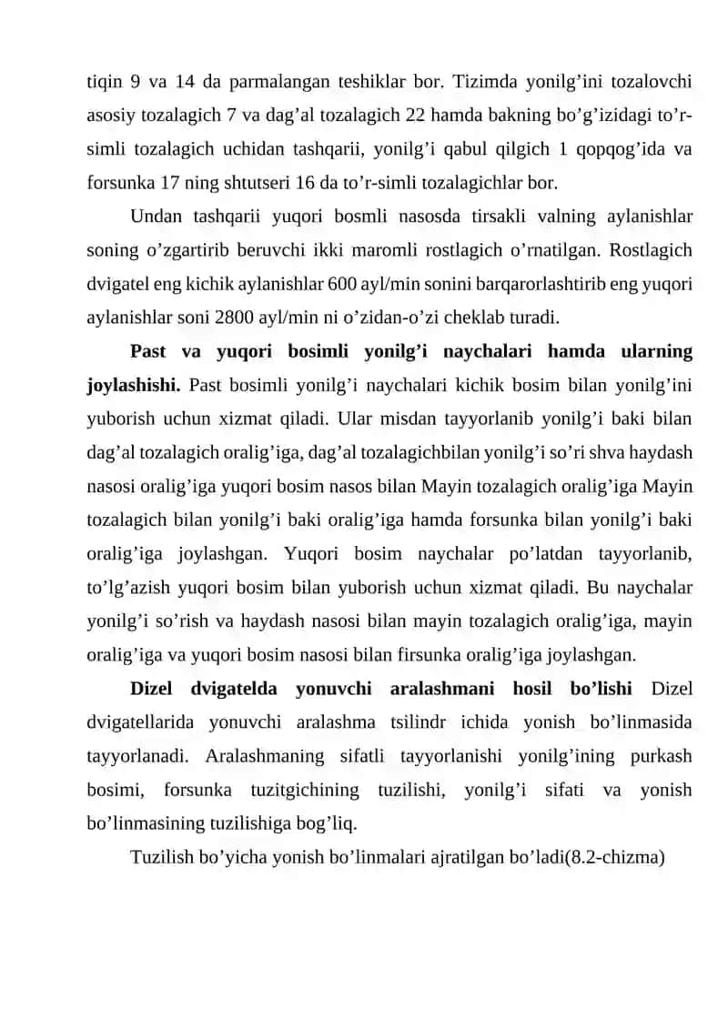Zamonaviy avtomobillarning Dizel dvigatellarining ta`minlash tizimiga 3