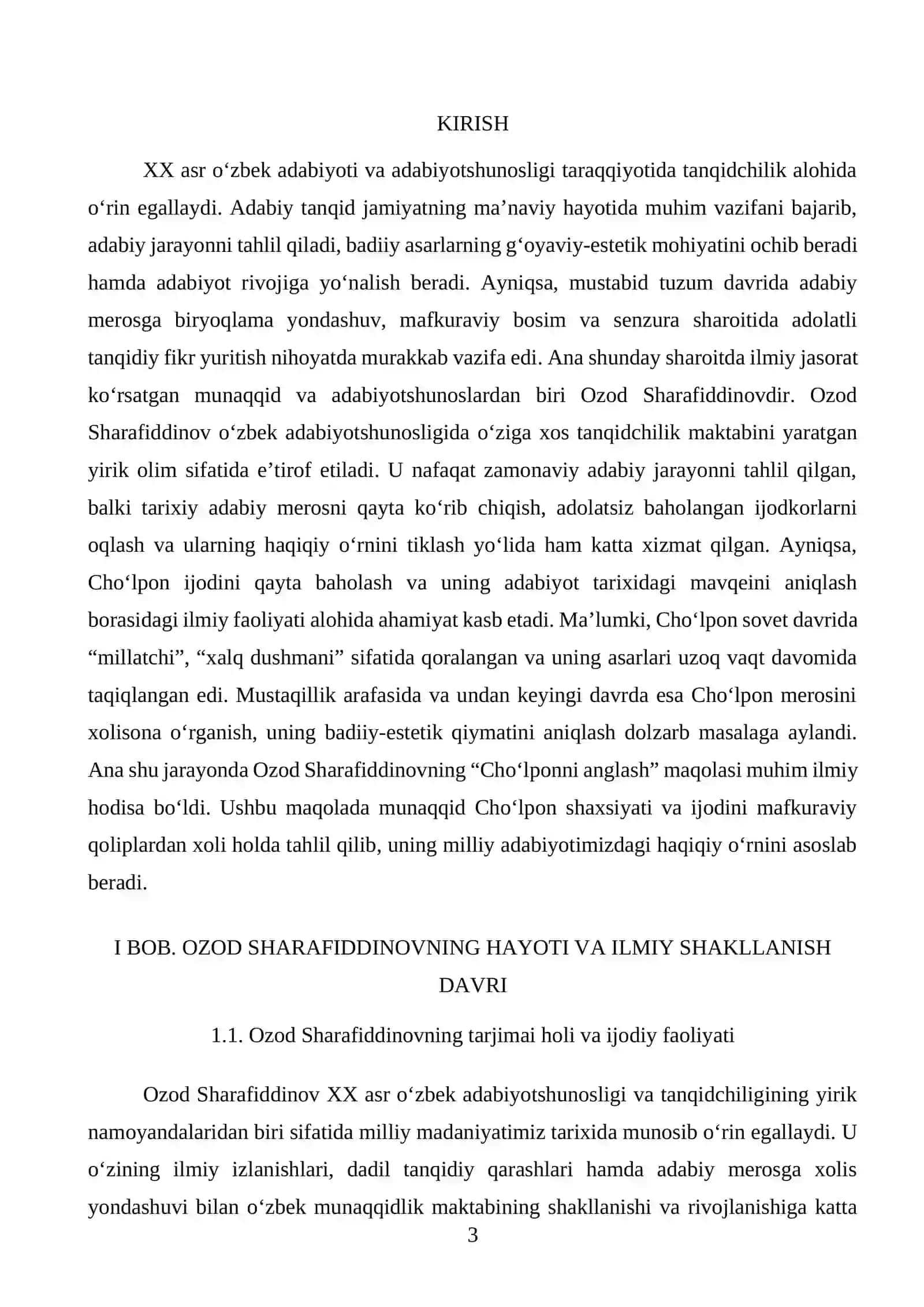 Ozod Sharafiddinovning munaqqidlik maktabi. “Cho‘lponni anglash” maqolasini o‘rganish 3