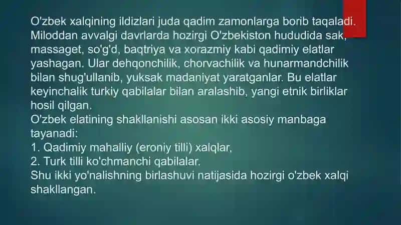O'zbek elatining ilk ajdodlari 3