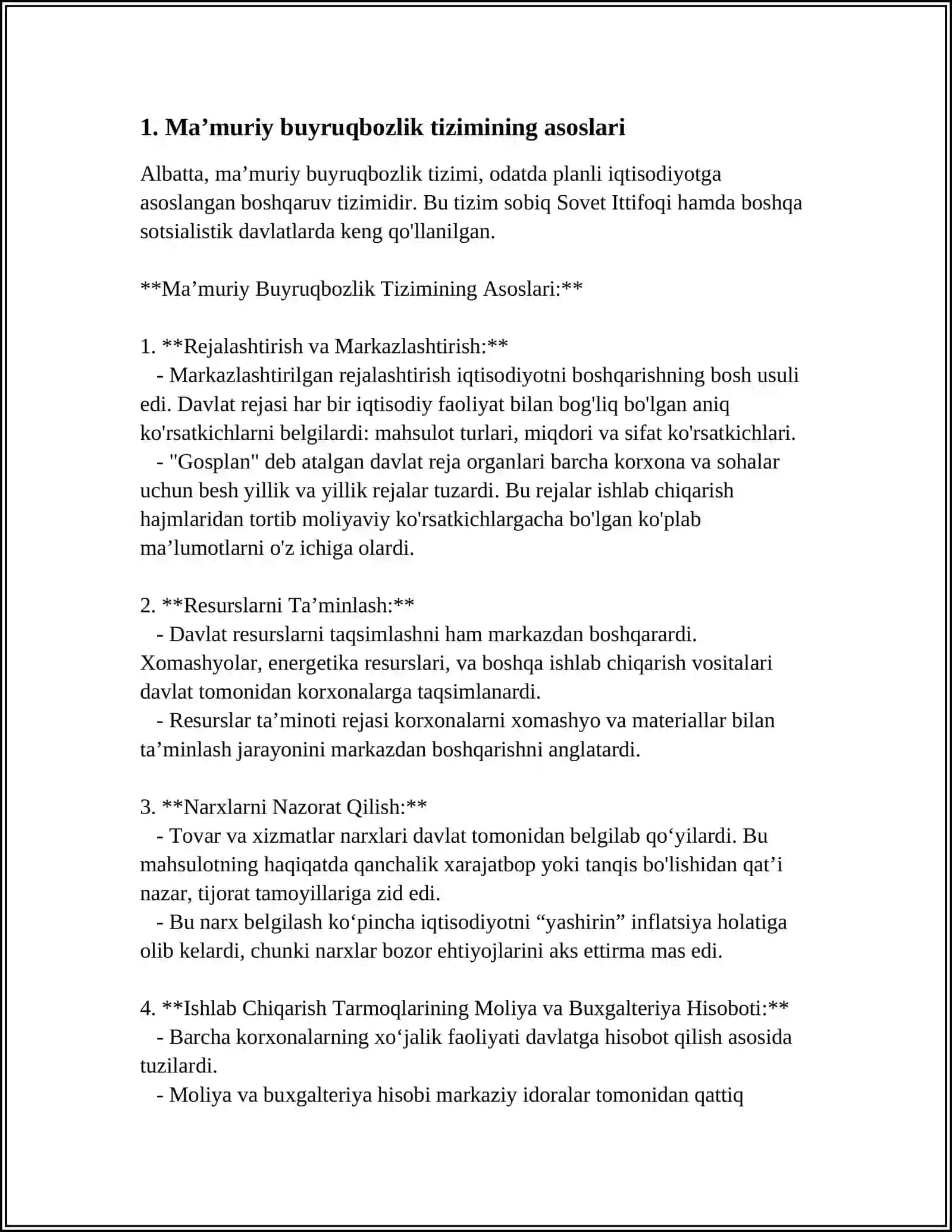 MAʼMURIY BUYRUQBOZLIK TIZIMINING OQIBATLARI.OʻTISH DAVRI TAVSIFI VA UNING MILLIY XUSUSIYATI 3