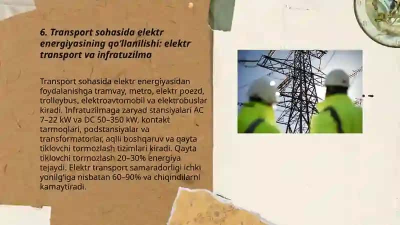 Xalq Xoʻjaligida Elektr energiyasining qoʻllanilishi 3