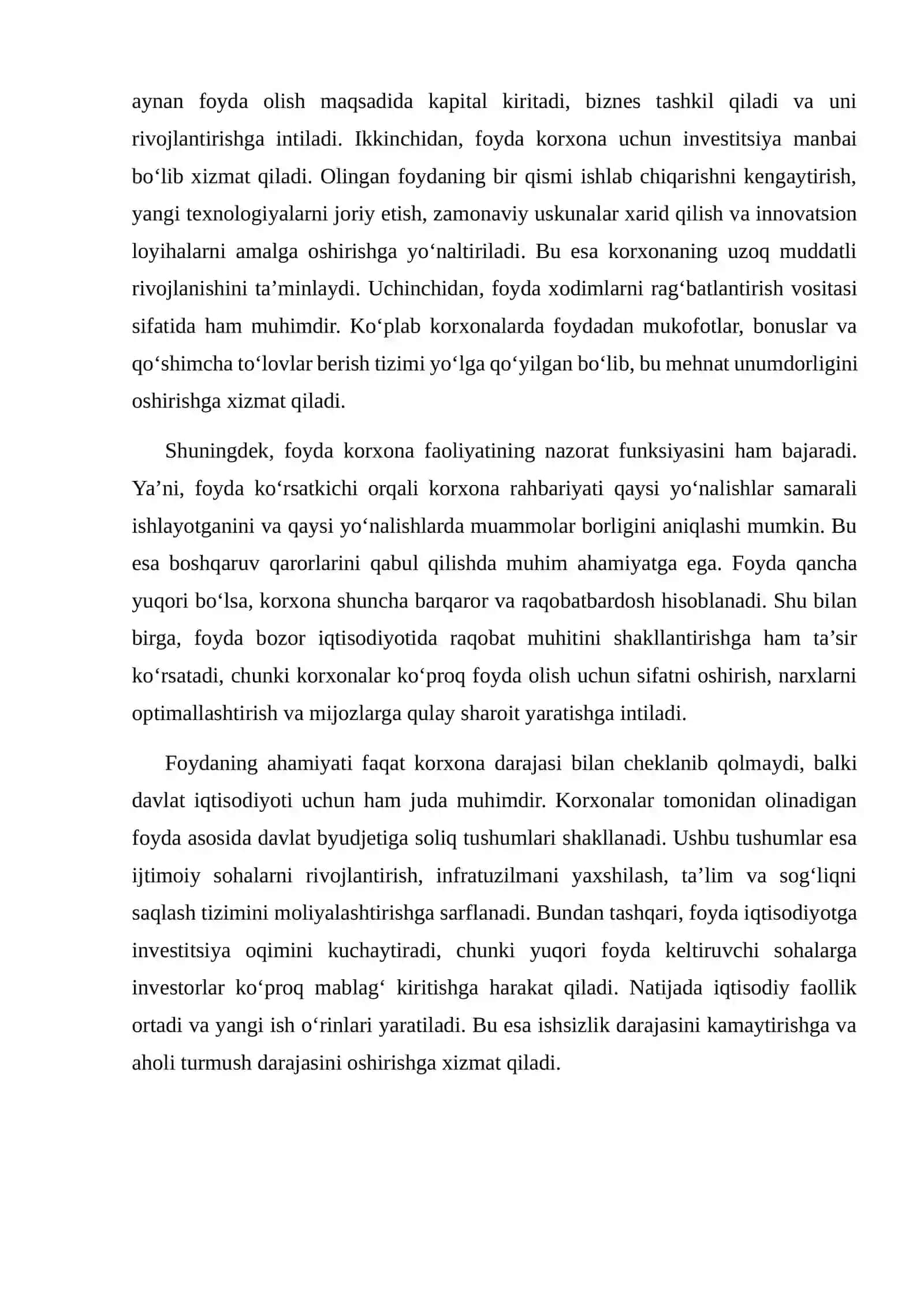 FIRMALARNING XO‘JALIK FAOLIYATIDA FOYDANING ROLI VA AHAMIYATI 3