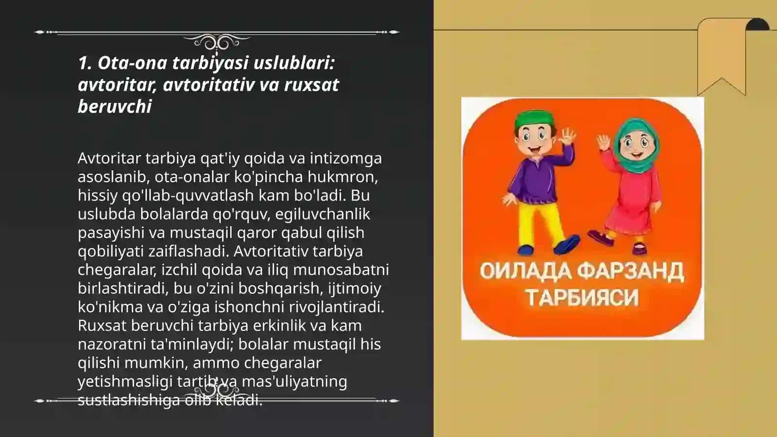 Oilada farzand tarbiyasi usullari, qadriyatlar va zamonaviy texnologiyalarning ta’siri 3