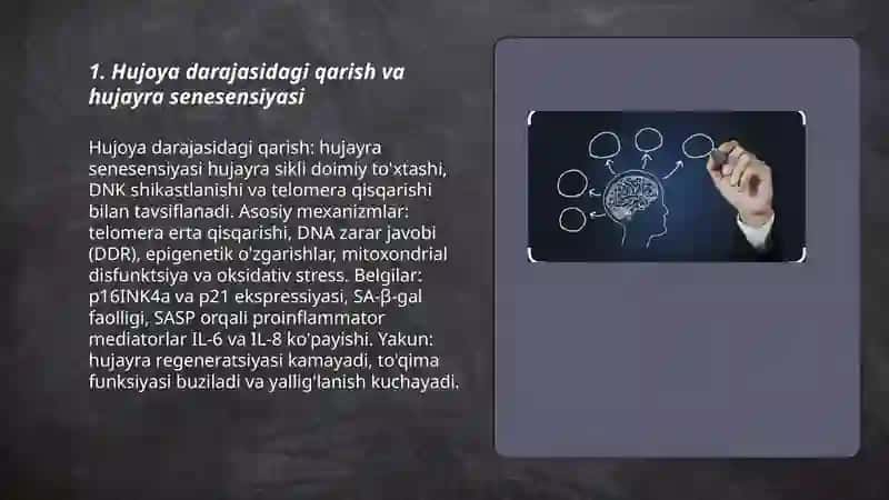 Organizmdagi keksayish davriga xos o'zgarishlar! 3