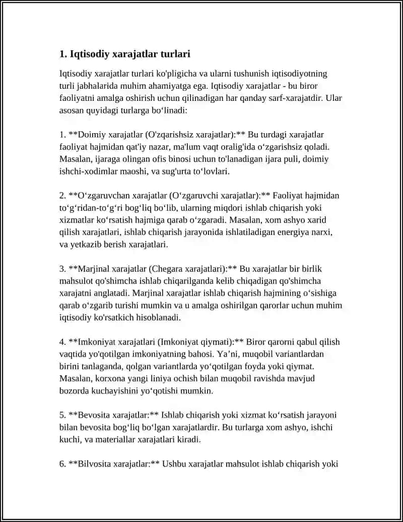 IQTISODIY XARAJATLAR VA FOYDA 3