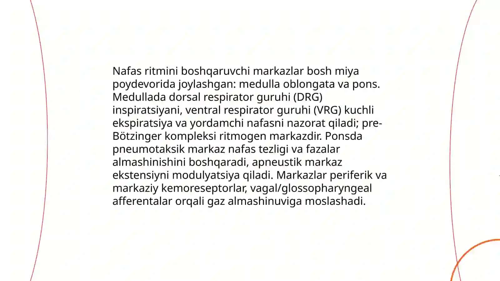 Nafasning boshqarilishi. To'qimalarda gaz almashinuvi 3