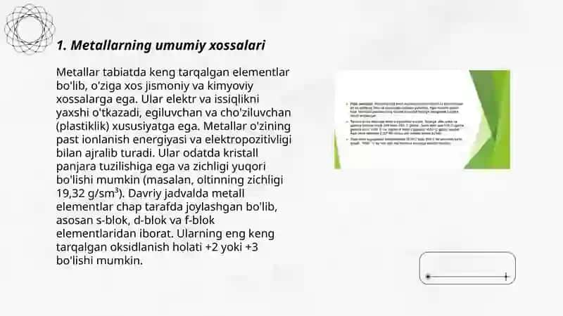 Metallarning Umumiy Xossilari va Galvanet Elementlar 3