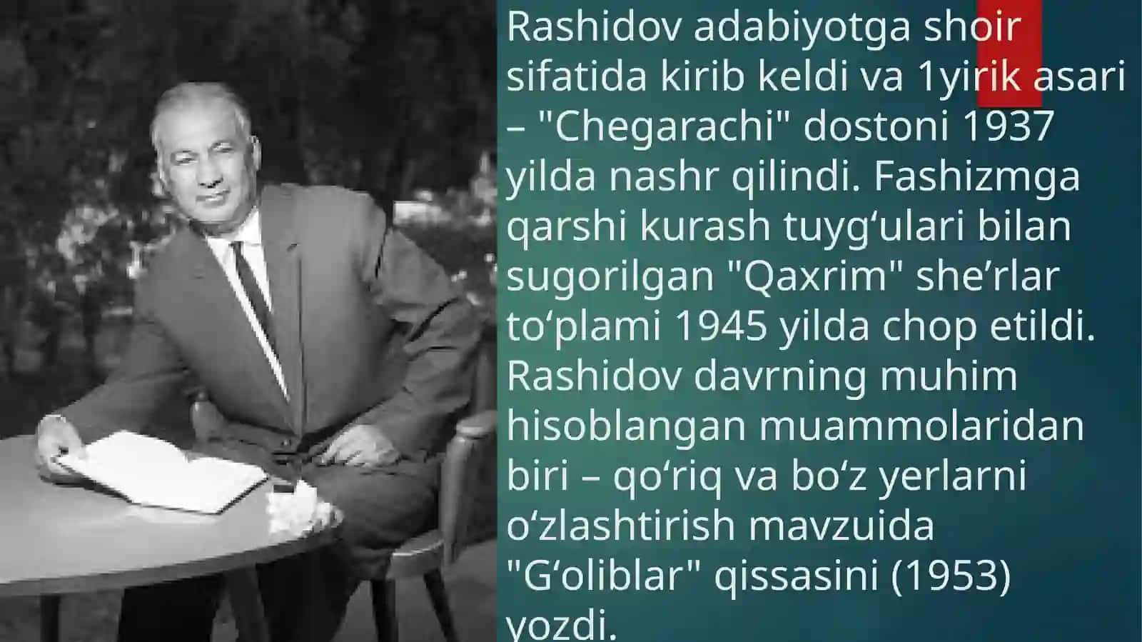 Mustaqillik yillarida O’zbekiston mashhur davlat arbobi Sharof Rashidovning nomini abadiylashtirish maqsadida amalga oshirilayotgan ishlar 3