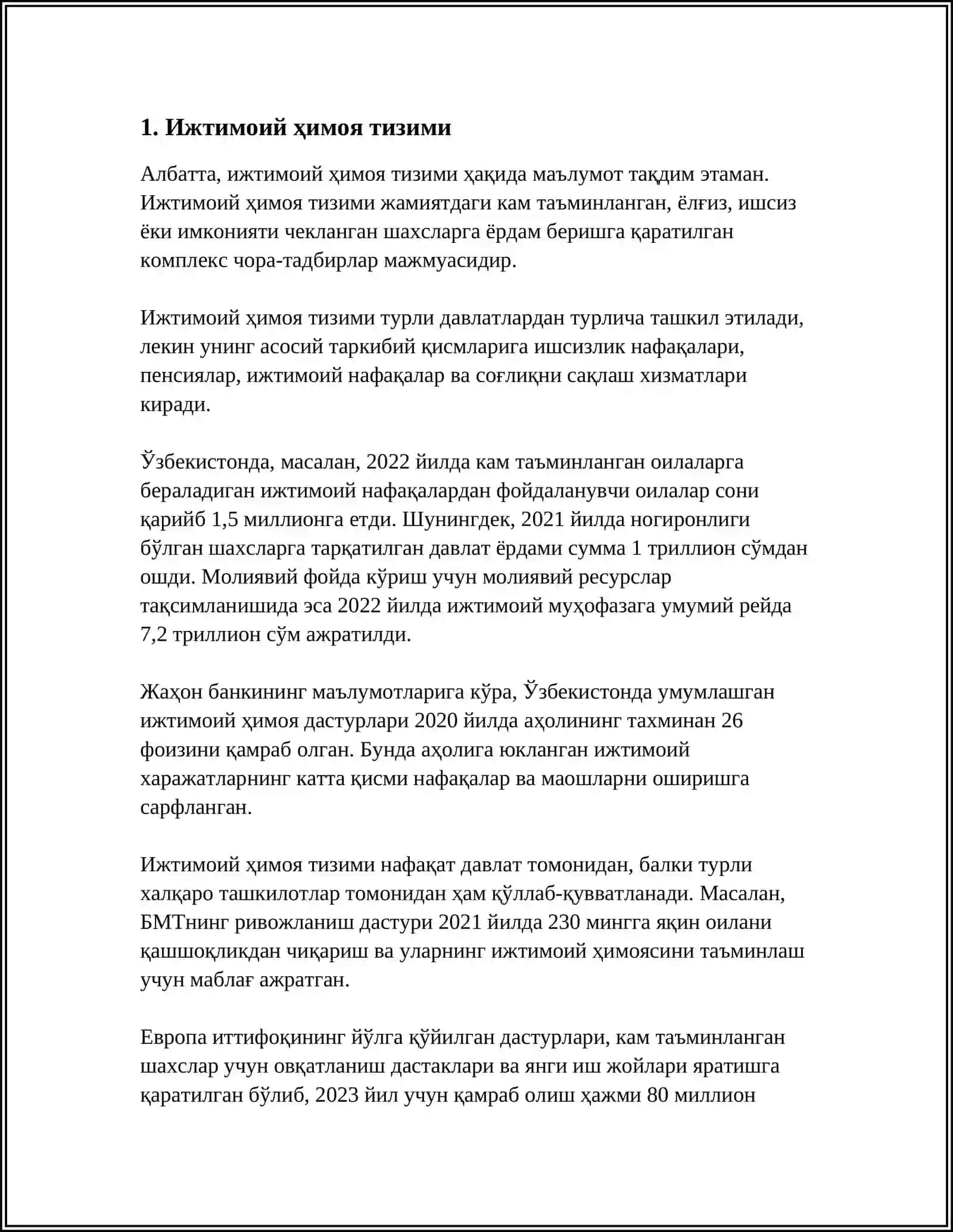 ИЖТИМОИЙ ХИМОЯ БУ́ЙИЧА У́ЗБЕКИСТОН СИЁСАТИ 3