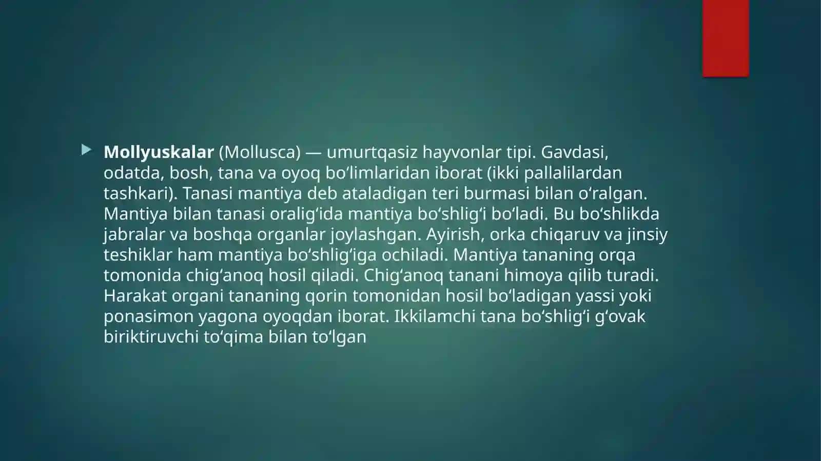 Molyuskalarning embrional va poʻstembrional rivojlanish davri 3