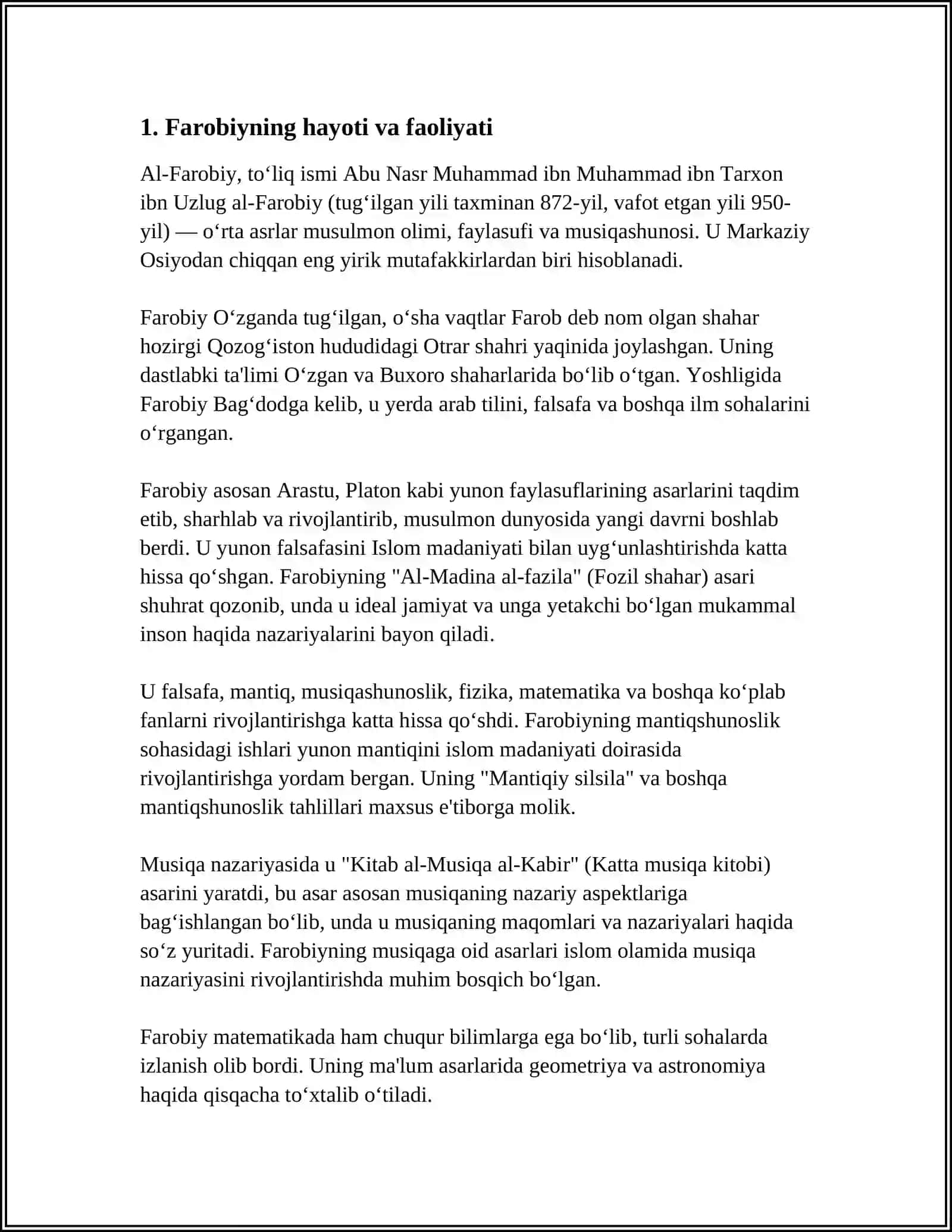MUSTAQIL ISH Mavzu: ABU NASR FAROBIY 3