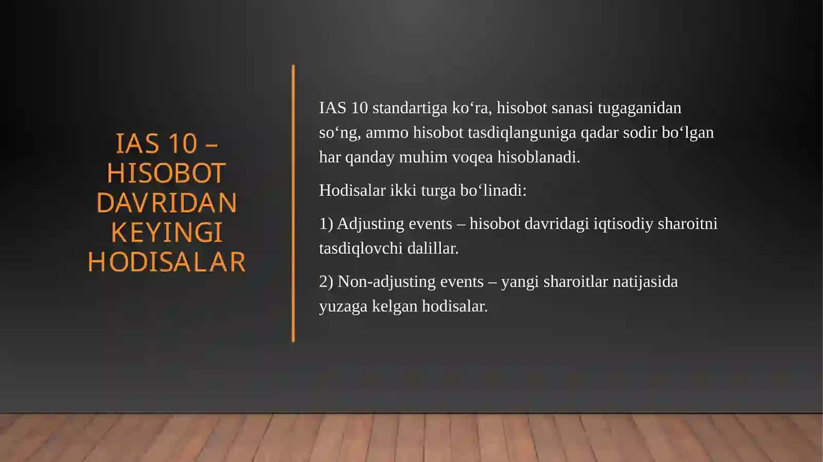 Hisobot davridan keyingi qoidalar va hodisalar ii 3