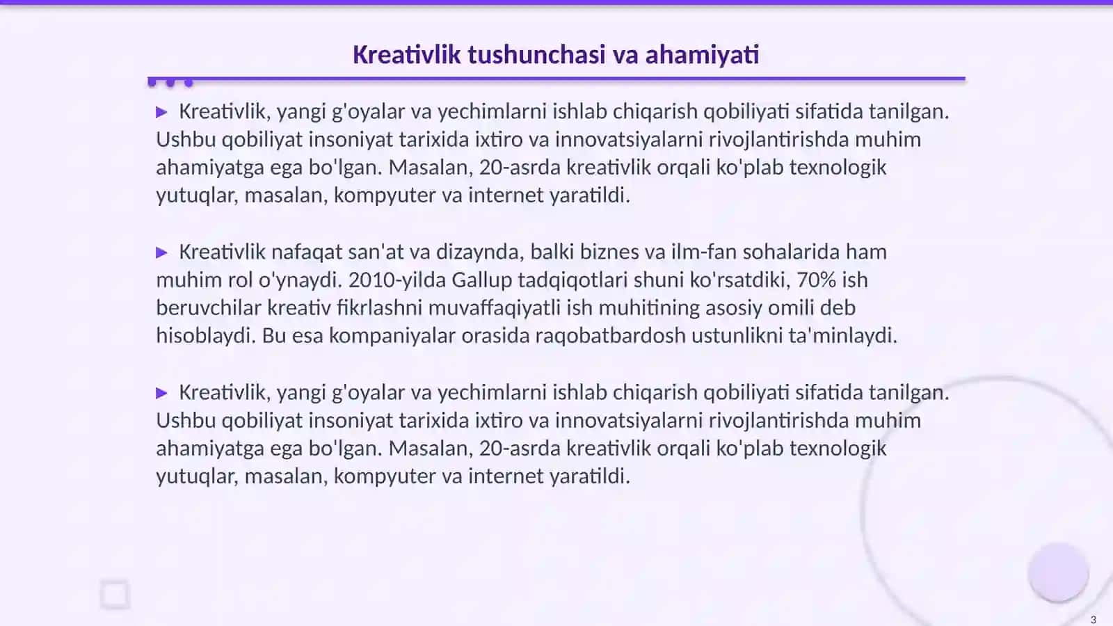 Faoliyatdagi kreativlik bosqichlari 3