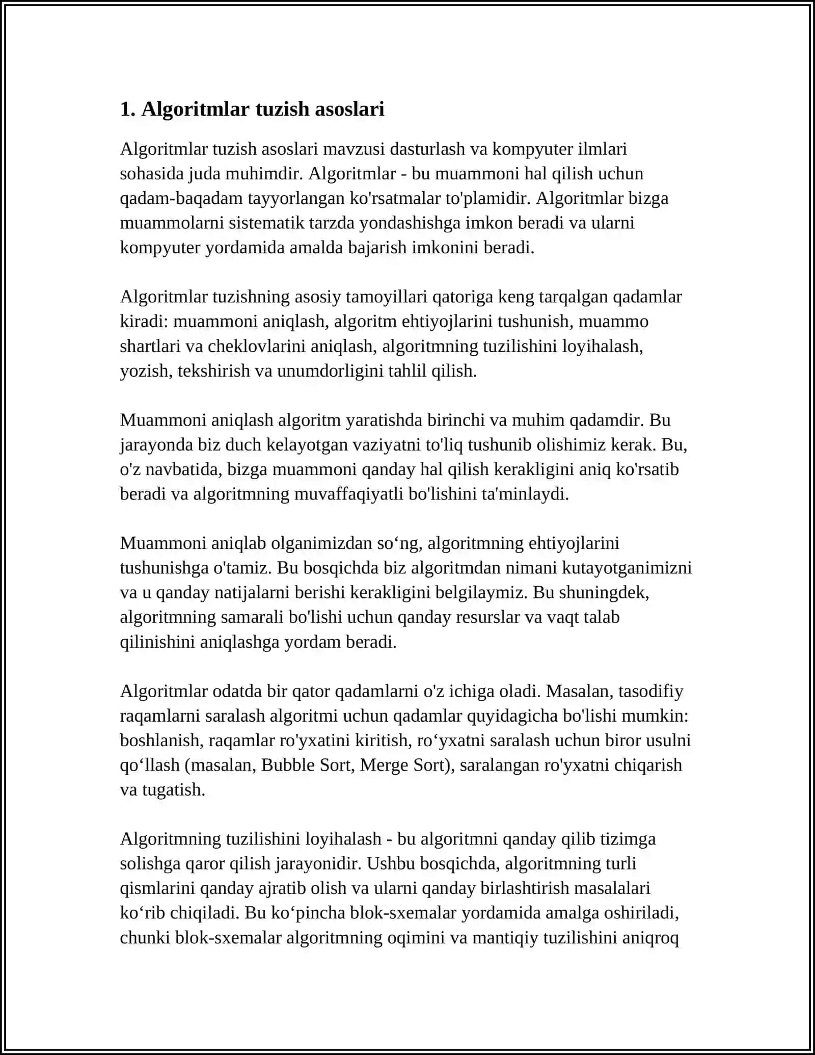 TARMOQLANUVCHI JARAYONLARNI TASHKIL ETISH(ALGORITM VA DASTUR) 3