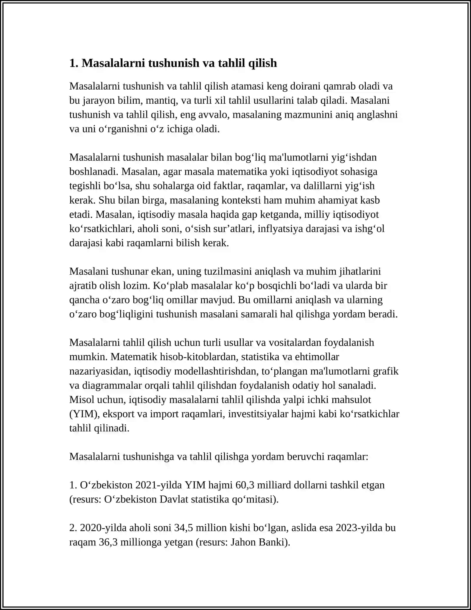 YASASHGA DOIR ELEMENTAR MASALALARNI YECHISH BOSQICHLARI 3