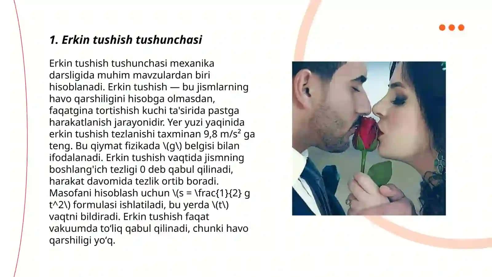 Erkin tushish tezlanishi 3