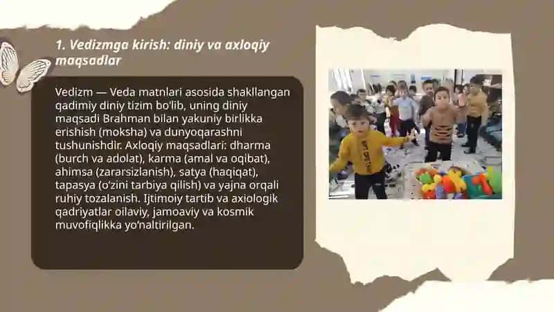 Milliy dinlar vedizm dini talimotida diniy axloqiy qarashlari mavzusida slayd tayyorlash 3