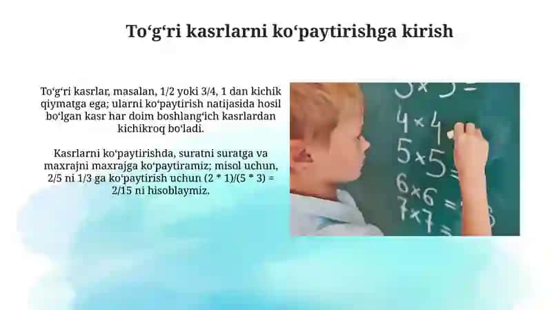 Toʻgʻri kasrlarni koʻpaytirish 3