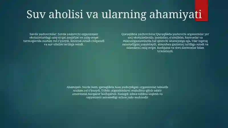 Suvda Hamda Quruqlikda Yashovchilarni Tabiatda Ahamiyat 3