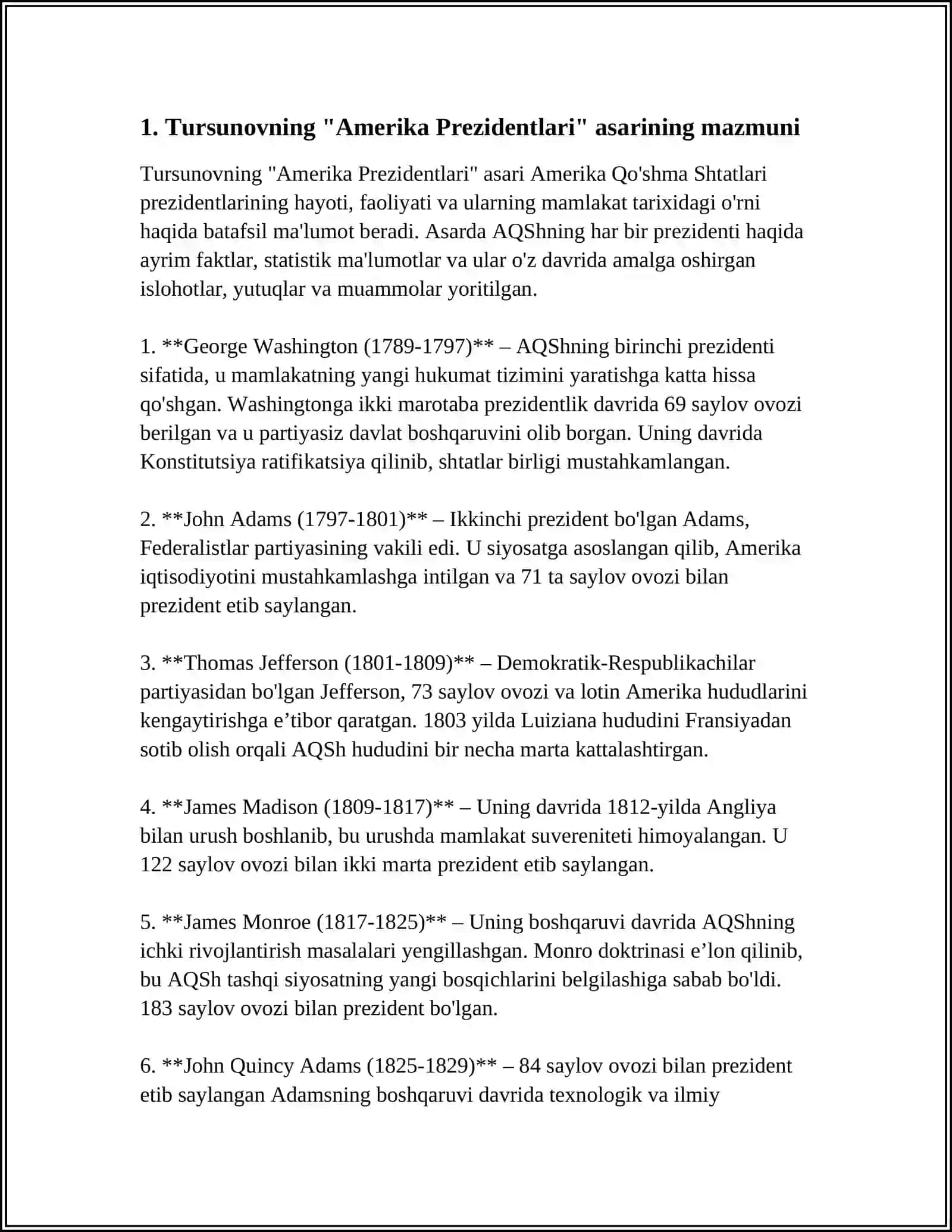 Tursunovning "Amerika Prezidentlari" adabiyoti 3