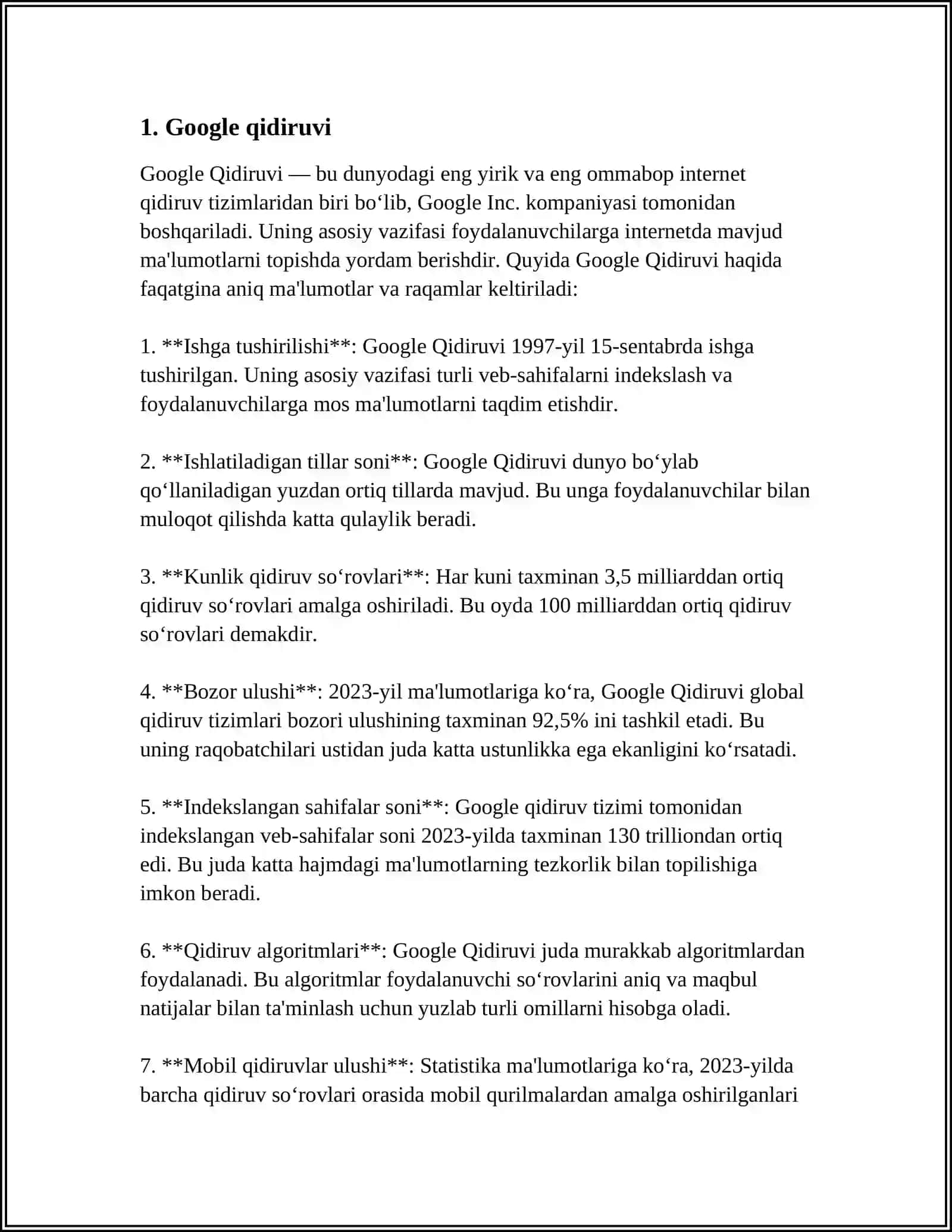 GOOGLE ILOVALARI VA UNDAN FOYDALANISH TURLARI 3