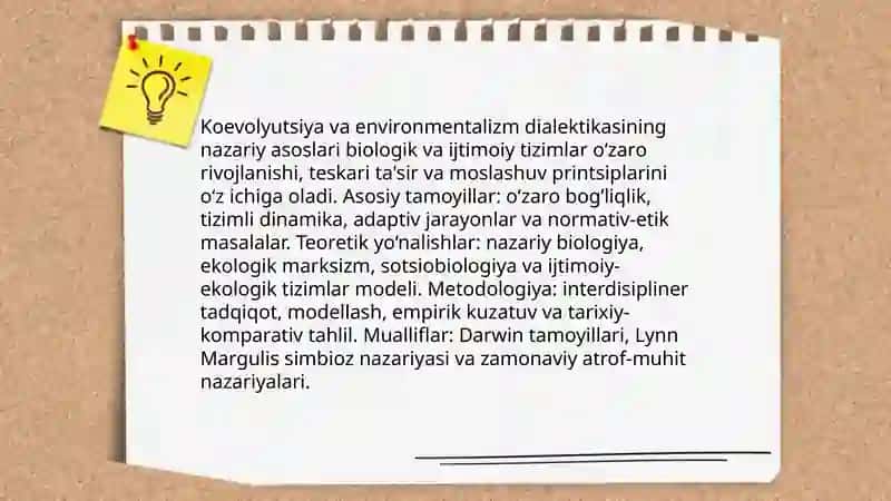 Koevolyutsiya va environmentalizm dialektikasi 3