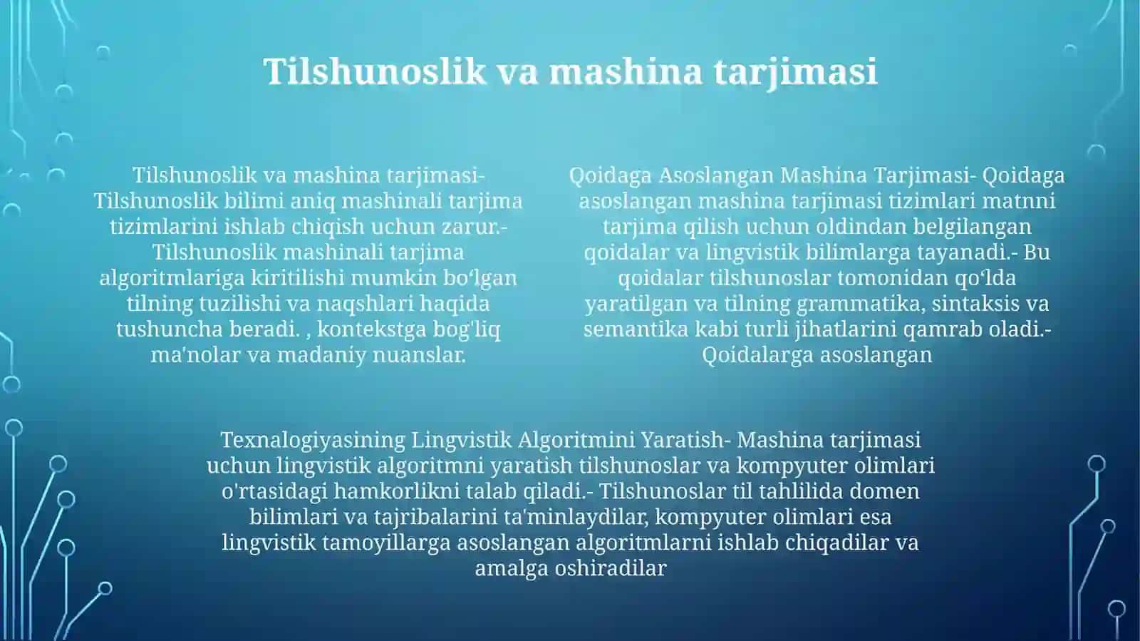 Qoidaga Asoslangan Mashina Tarjimasi Texnalogiyasining Lingvistik Algoritmini Yaratish. 3