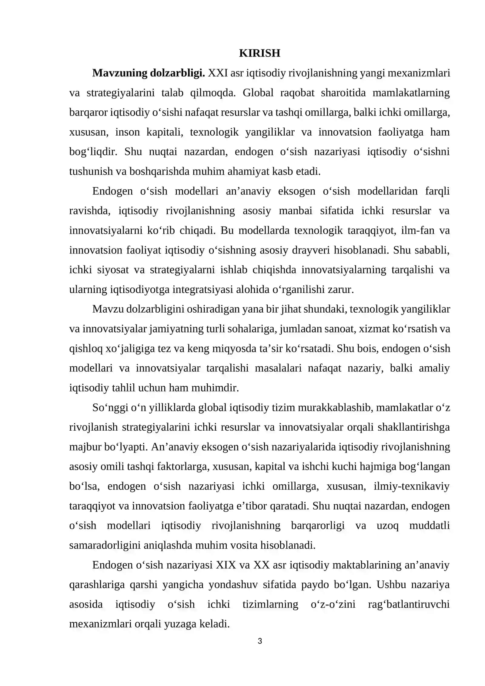 ENDOGEN O‘SISH MODELLARI VA INNOVATSIYALAR TARQALISHI 3