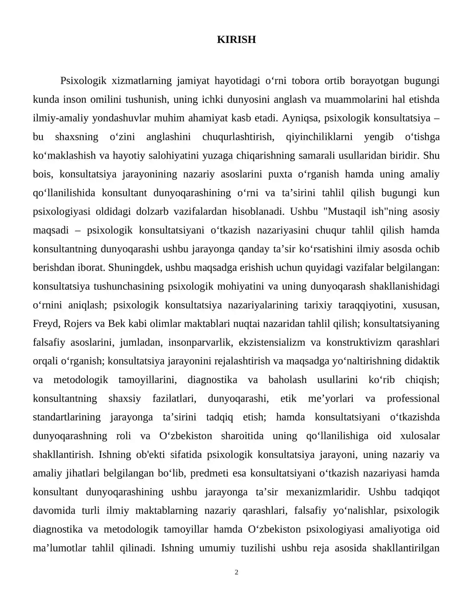Konsultatsiyani oʻtkazish nazariyasi va dunyoqarash 3