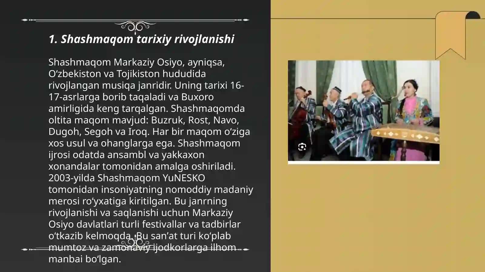 Shashmaqom va uning cholgʻu va ashula boʻlimi 3