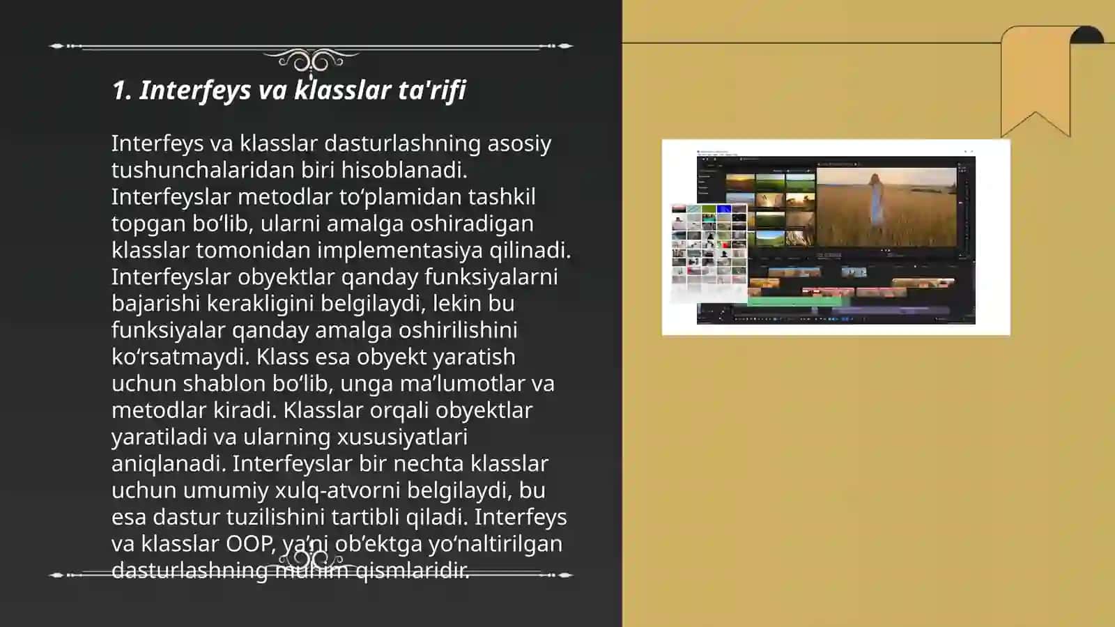 Interfeys va klasslar ta'rifi 3