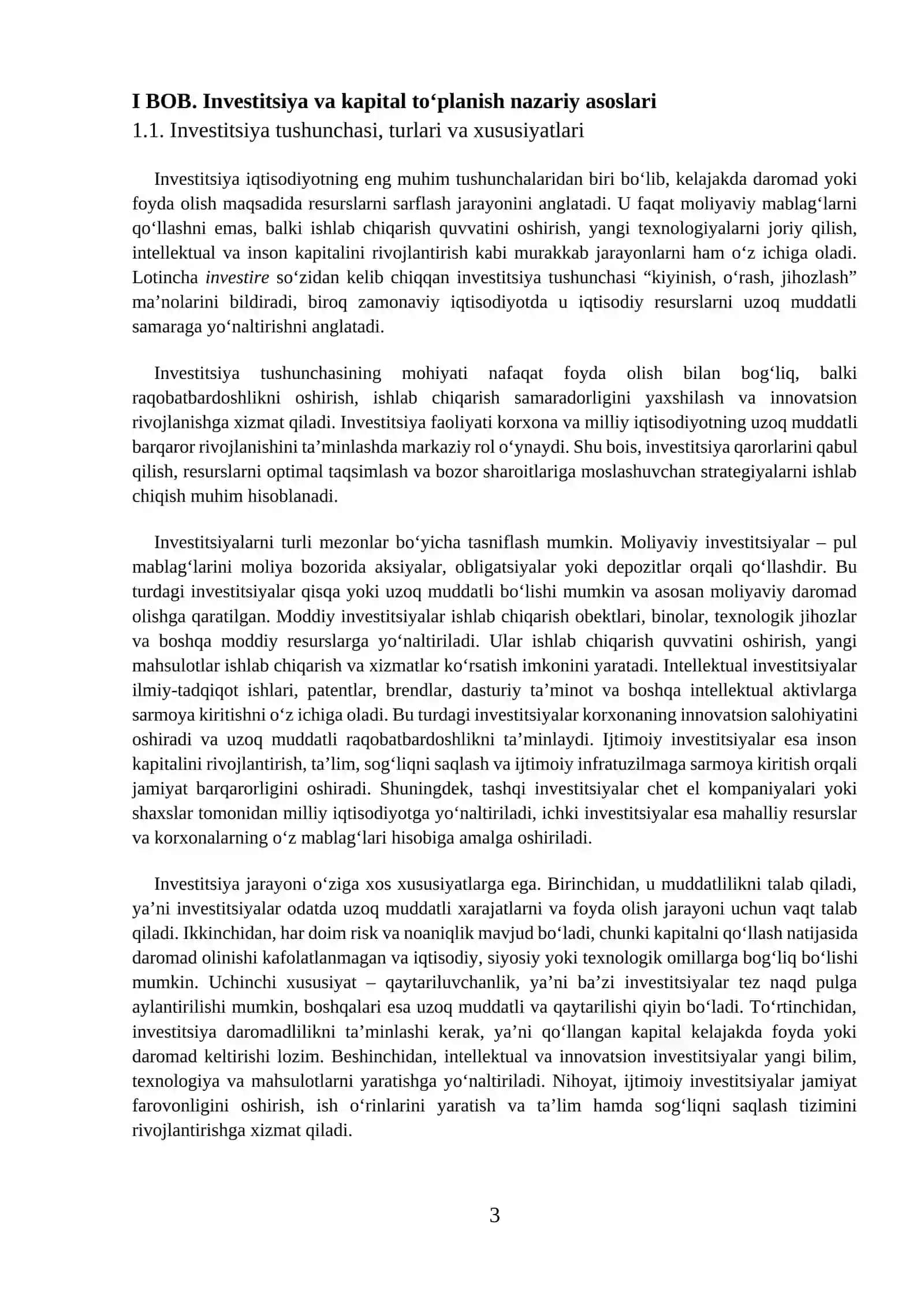 Investitsiya va kapital toʻplanishining dinamik modellari 3