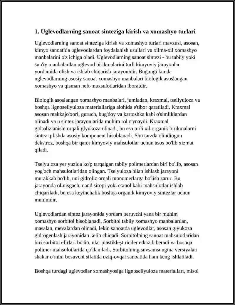 Ugevodlarning sanoat sintezi. Yog' kislotalari va sorbitolning efirlari 3