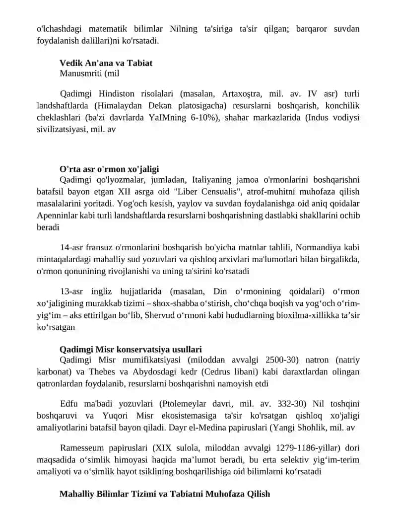 Qadimgi qoʻlyozmalarda tabiatni muhofaza qilish haqidagi masalalarni yoritilishi 3