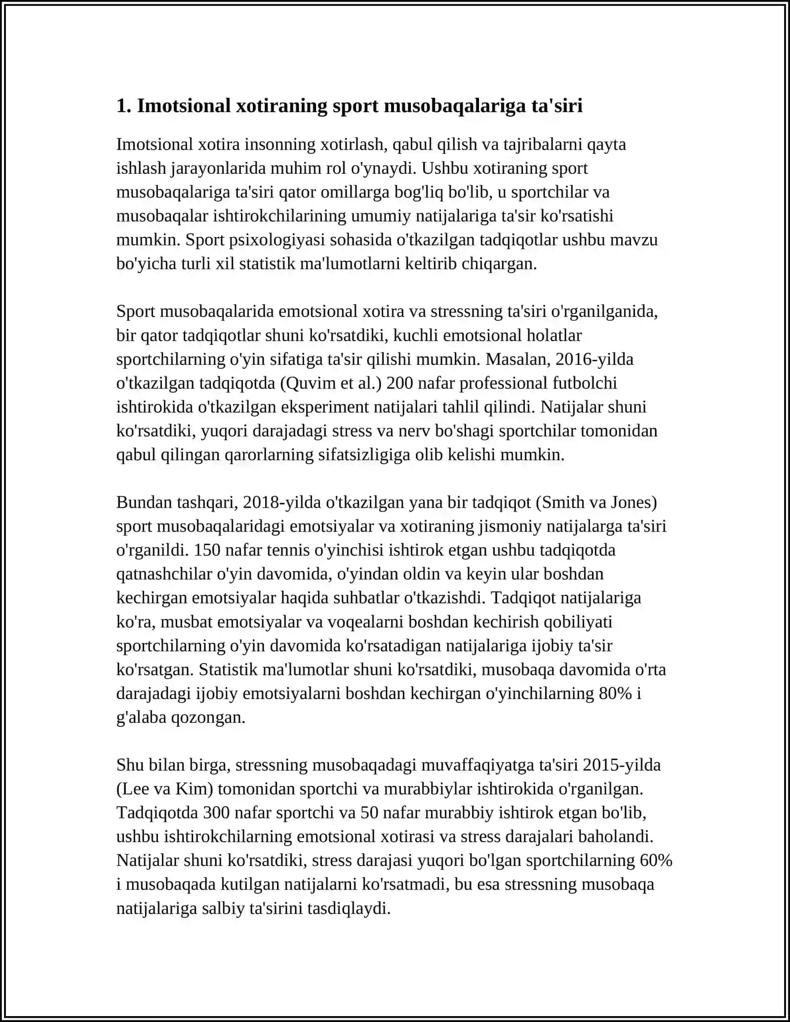 IMOTSIONAL XOTIRA VA SPORT MUSOBAQALARIDAGI TANGLIK 3