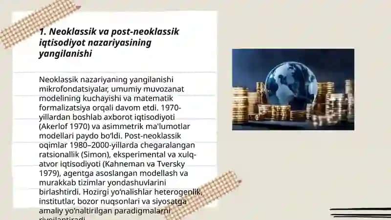 Hozirgi zamon iqtisodiyot nazariyasi rivojlanishining asosiy yoʻnalishlari 3
