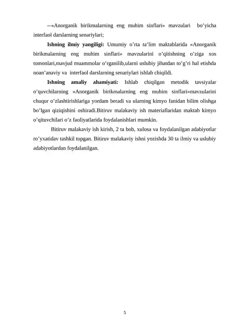 Anorganik birikmalar mavzusida kimyo kursi 3
