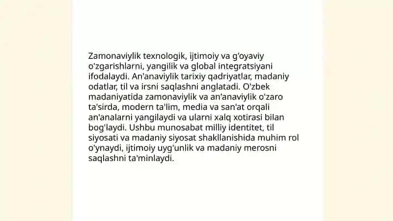 Zamonaviylik va an'anaviylik tushunchalari va ularning o'zbek madaniy kontekstidagi roli 3