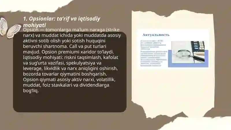 Opsionlar mohiyati va qo’llanilishi 3