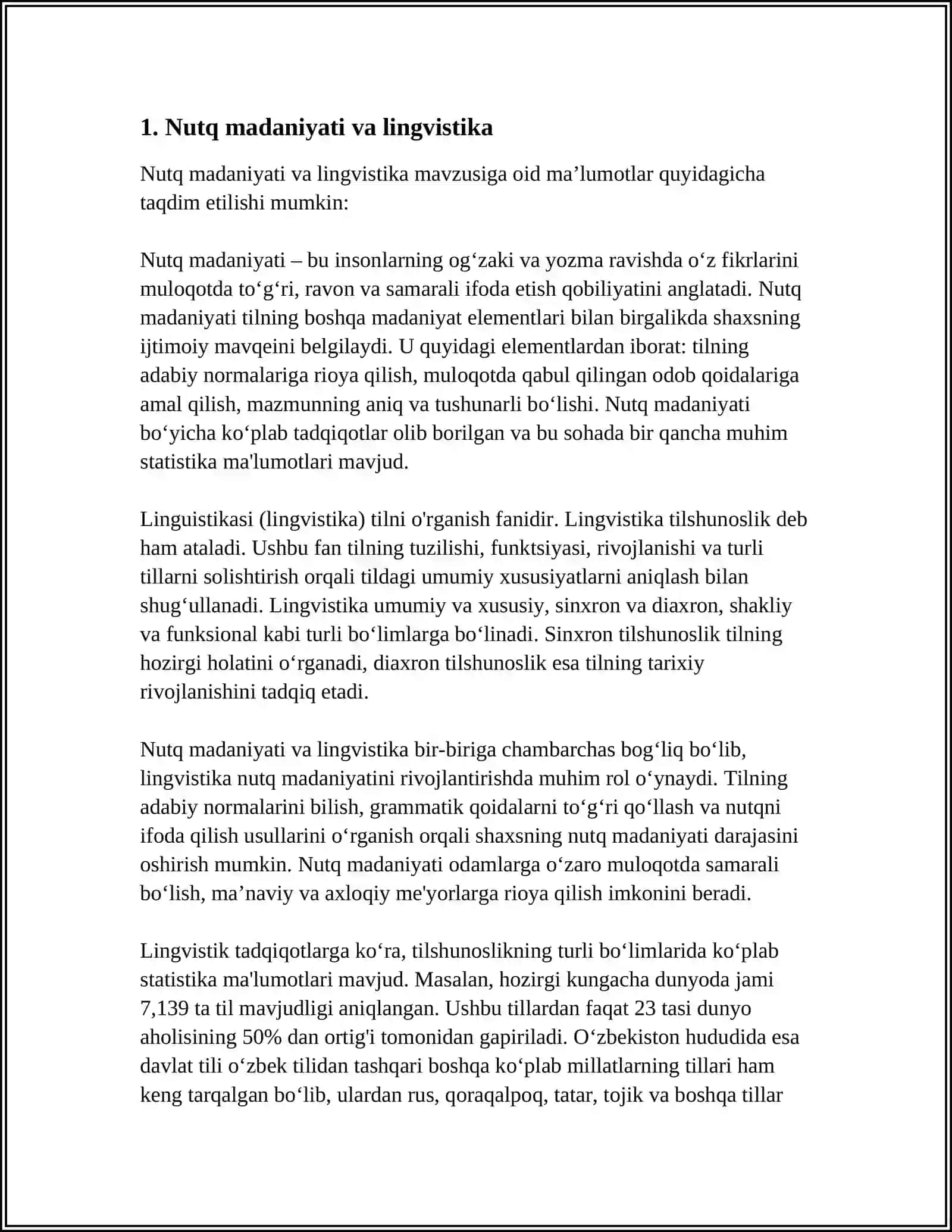 NUTQ MADANIYATI VA UNING BOSHQA FANLAR BILAN ALOQASI 3