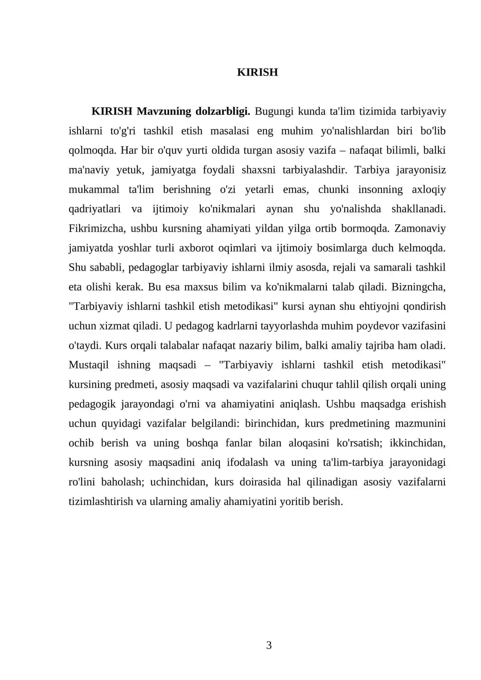 Tarbiyaviy ishlarni tashkil etish metodikasi kursining predmeti maqsadi va vazifalari 3
