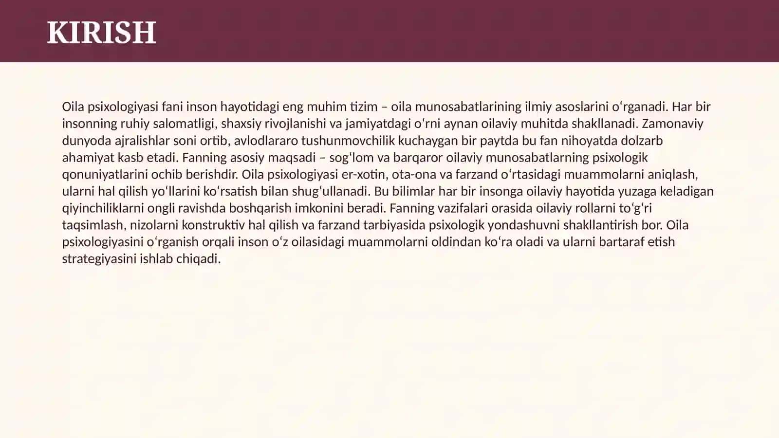 OILA PSIXOLOGIYASI FANI PREDMETI, MAQSADI VA VAZIFALARI 3