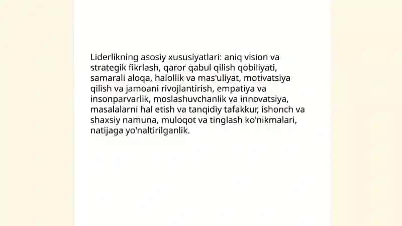 Liderlikning asosiy xususiyatlari 3