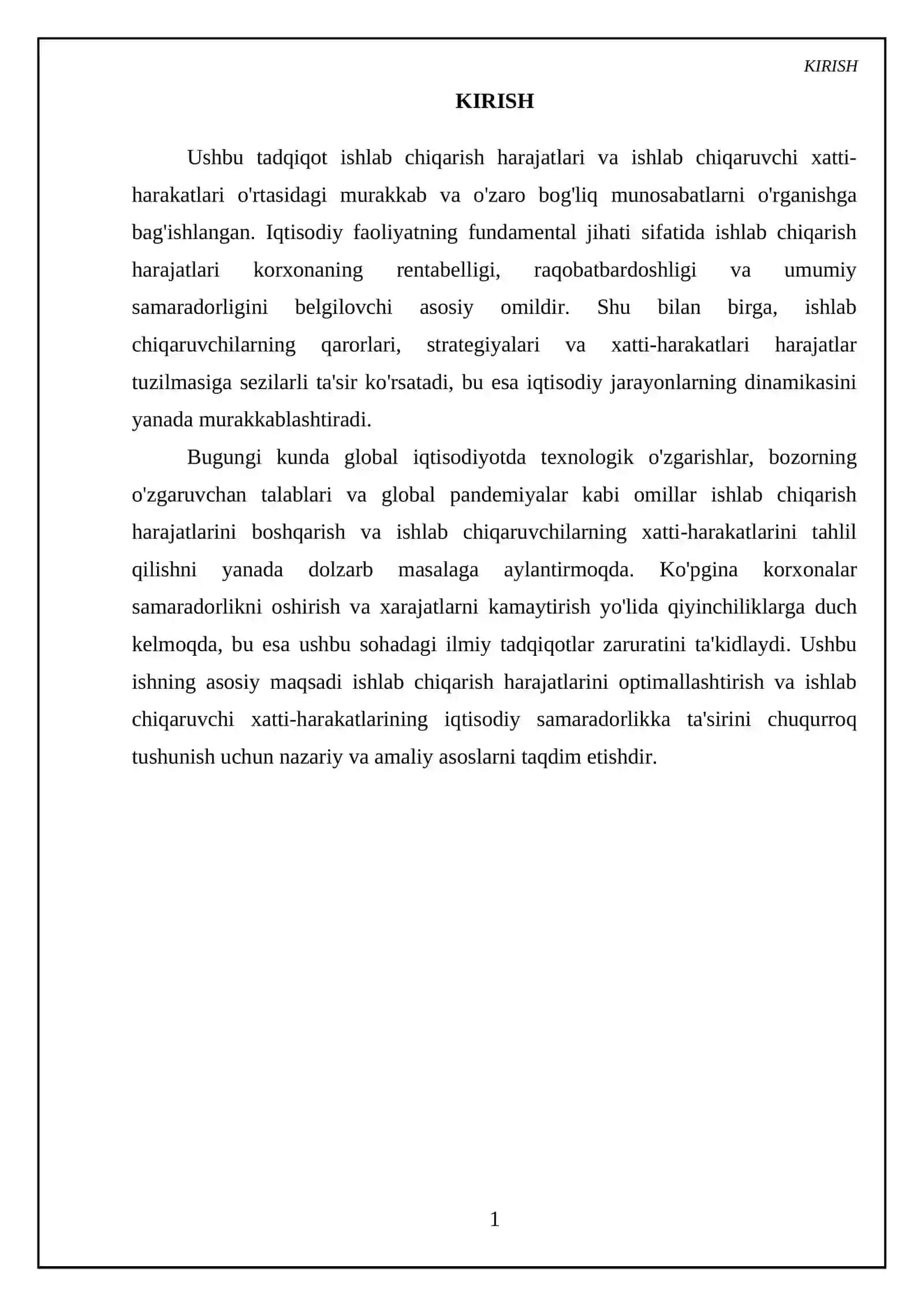 Ishlab chiqarish harajatlari va ishlab chiqaruvchi xatti-harakatlari 3