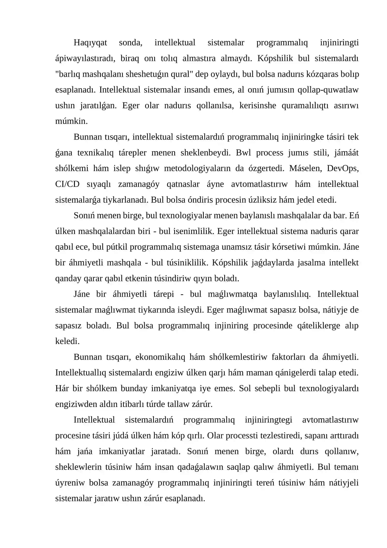 Intellektual sistemalar hám programmalıq injiniringte avtomatlastırıw 3
