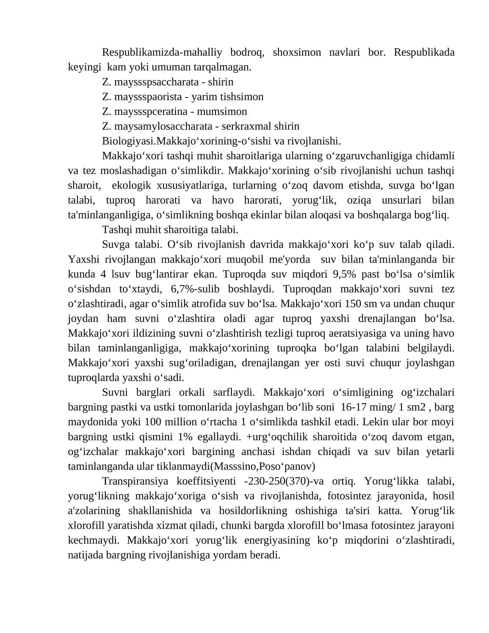 MAKKAJO‘XORI BIOLOGIYASI VA YETISHTIRISH TEXNOLOGIYASI 3