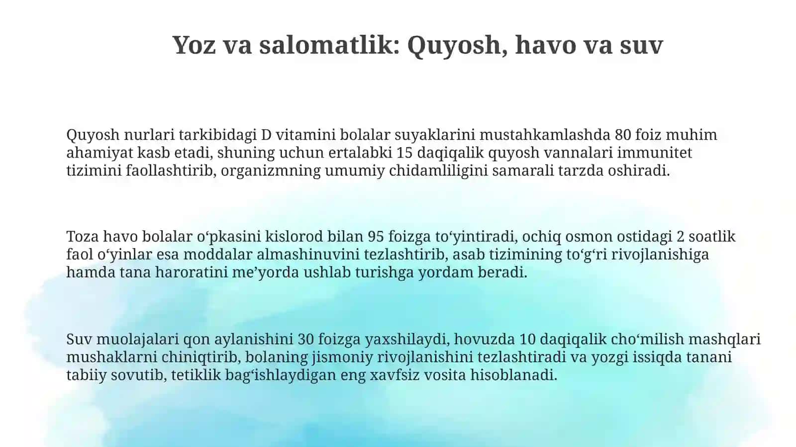 Yozgioʻyinlar va salomatlik sirlari 3